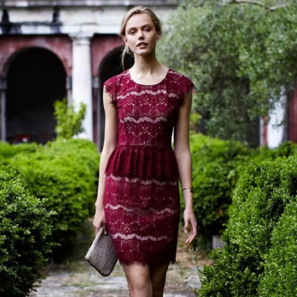 Anthropologie MAEVE Elsa Peplum Lace Dress Medium